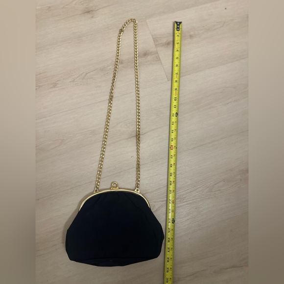 ACCESSORY PLACE Women’s Italian Black Fabric Crossbody Clutch w/Gold Chain Bag - Picture 10 of 12